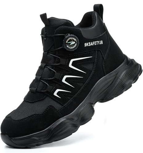Scarponi Antinfortunistiche Uomo Donna Leggere Scarpe da Lavoro con Punta in Acciaio Traspiranti Scarpe Antinfortunistiche Antiscivolo U52/Nero 44