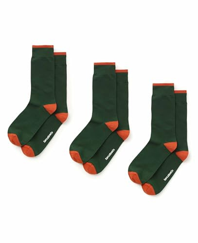 THE SAVILE ROW COMPANY LONDON Men's Luxury Combed Cotton-Blend Dress Socks - Pack of 3-43-46 - Khaki/Orange