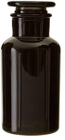 UNIQUE HOME LIVING Apothecary Jar Reagent Bottle, 500ml Black Glass Storage Jar with Lid, Reusable Vintage Refillable Container for Herbs, Spices, Oils, Bath Salts, Lotion, Perfume