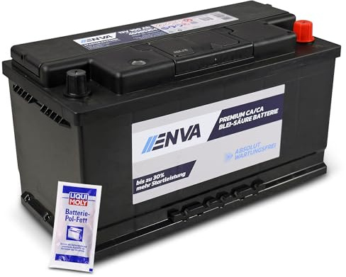 ENVA Autobatterie, Starterbatterie 12V 100Ah 850A + 10g Pol-Fett