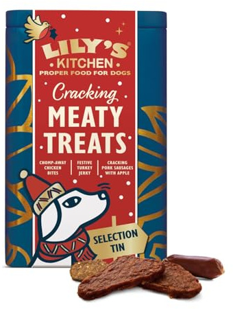 Lily's Kitchen Made with Natural Ingredients Festive Meaty Treats Selection Tin for Adult Dogs