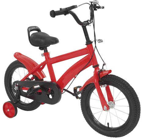 ACROSSPART 14 Zoll Kinderfahrrad, Fahrrad für Jungen und Mädchen mit Stützrädern und Duales Bremssystem, Höhenverstellbares Kinderfahrrad ab 3 Jahre für Schulung, Outdoor Reiten