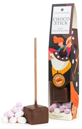 CHOCOLISSIMO Trinkschokolade am Stiel für kalte Abende (ChocoStick Salzkaramell) – Heiße Schokolade – Schokoladen Geschenk Idee für Jeden Anlass – für Frauen, Männer, Jungen, Mädchen