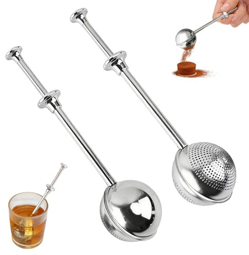 Teezange 2 Stück Teesieb für Losen Tee,Losen Tee,Mehl Staubwedel | 304 Edelstahl Teezange Teeei für Losen Tee Zubehör ,Teaballs mit Teleskopgriff, für Backen von Mehl, Zucker, Kakaopulver