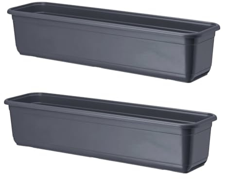 pokm toolsmarket - 2 STK. Blumenkasten, Länge 70cm, Hell Anthrazit Farbe:, EU-Qualität, Blumenkübel Set Pflanzkasten Balkonkasten ohne Untersetzer - Venus
