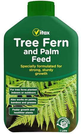 Vitax Tree Fern And Palm Feed, For Tree Ferns, Ferns, Palms And Grasses. The Perfect Balance Of Nutrients To Maximise Growth, Easy To Use, Concentrated - 1 Litre Makes 100L