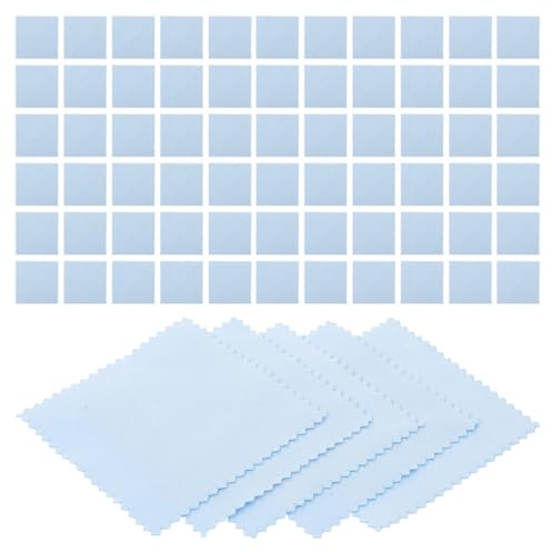 Healeved 50 Pièces Chiffon à Polir L'argenté pour Bijoux en Tissu Suédé 8x8cm, 50 Lingettes Portables pour Nettoyage et Entretien Boîte à Bijoux ou Voyage