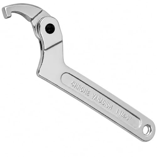 C Spanner,High Carbon Steel C Spanner Adjustable,32-76 mm Square Head | Slot Nut Wrench Hook Wrench,Adjustable C Spanner Hook Wrench Tool,Silver,32-76 mm Square Head for Screws with Grooves