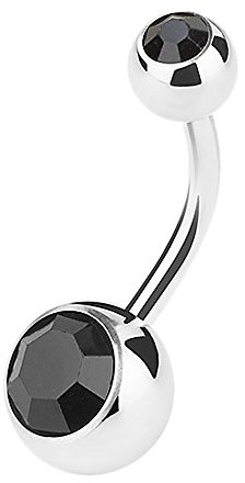 Piercingfaktor Bauchnabelpiercing Banane Piercing Bauch Stecker Gebogen mit Doppel Multi Kristall Kugel