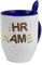 printplanet® Löffeltasse mit Namen personalisiert - Motiv Schokoladenbuchstaben individuell gestalten - Farbvariante Blau