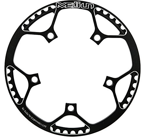 Narrow Wide Chainring 104 Bcd,53T Chain Ring,Bike Crank Chain Wheel Protector,Bike Chainring 53T BCD 130mm Road Mountain Single Crank Chain Ring Aluminum Alloy Repair Parts(Black)