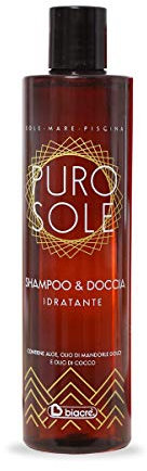 Shampoo & Doccia idratante 300 ml Puro Sole Biacrè protezione solare con Olio Biologico di Mandorle Dolci e di Cocco, Filtro UV