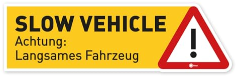iSecur Aufkleber Slow Vehicle I 40 x 12 cm I Achtung langsames Fahrzeug I als Hinweis oder Fun-Aufkleber für Oldtimer Wohnwagen LKW Bus I kfz353