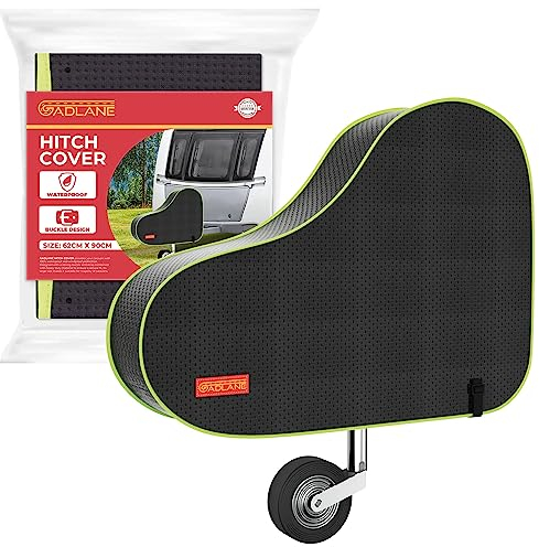 GADLANE Funda Lanza Caravana Universal Impermeable para Enganche De Remolque con Correa, Color Negro Y Verde