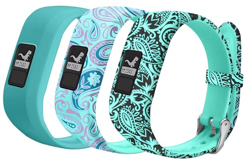Armbänder kompatibel mit Garmin Vivofit JR Bändern, Vivofit JR 2 Bänder/Vivofit 3 Bänder, Zubehör, Ersatz-Uhrenarmbänder, Frauen mit Metallverschluss für Garmin Vivofit 3 JR, 3 Stück