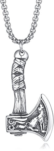 VNOX Hommes ALloy Viking Thor Marteau Pendentif Collier Viking Bijoux pour Hommes,Or/Argent,Longueur de Chaîne 60cm