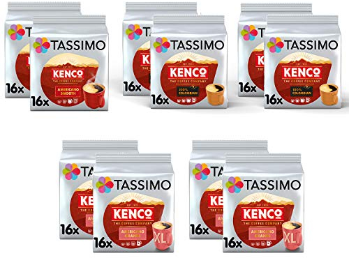 Tassimo Coffee Kenco Bundle - Kenco Americano Smooth/Americano Grande/Pure Colombian pods - Pack of 10 (160 Servings)