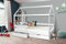 Hausbett 90x200 Kinderbett ohne Rolllattenrost Hochbett Spielbett Massivbett (Ohne Vorhang, Ohne Schublade)