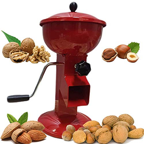 Manivela de nogal – Cascanueces compacto y ajustable para nueces – Fácil de usar máquina de agrietar de nueces – Todas las galletas de acero para nueces (rojo)