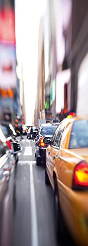 A.S. Création Fototapete Stadt Bunt | New York Gelb Rush Hour 1.00 m x 2.80 m Bunt Gelb Grau, Weiß, Silber, Rot, Lila