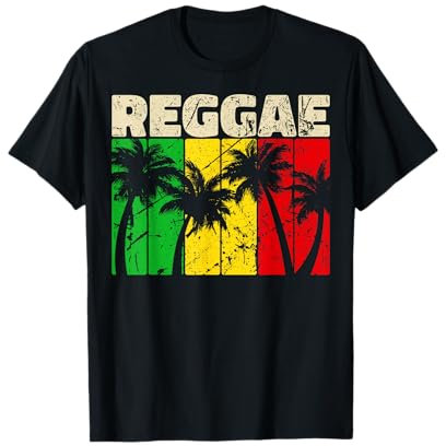 dizeyns Reggae Musik T-Shirt für Damen und Herren, Schwarz, S, Kurzarm, Klassische Passform, V-Ausschnitt, Reggae-Design