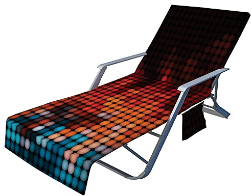 Fansushop Schonbezug für Gartenliege Frottee Liegenauflage Garten Sonnenliege Handtuch mit 2 Taschen Stuhl Strandtuch für Schwimmbäder, Strände (Bunte Kugel,75x210cm)
