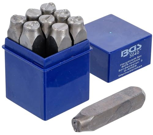 Prägezahlen, Set mit 9 Zahlen, 12 mm