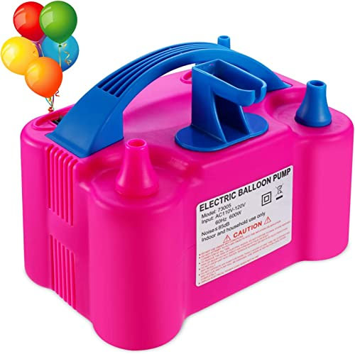 Elkster Electric Balloon Pump - Dual Nozzle Balloon Inflator With Built-in Tie Tool - Portable Balloon Pumper for Party, Wedding, Birthday, Decoration & Promotional Activities - 220V-240V (600 Watt)