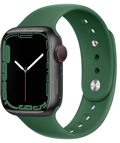 Bracelet Sport Respirant en Silicone pour Apple Watch 38mm 40mm 41mm 42mm 44mm 45mm 49mm, Bande élastique pour iWatch Series 8 7 6 5 4 3 2 1 SE Ultra (Breveté), Herbe de Luzerne 38/40/41mm