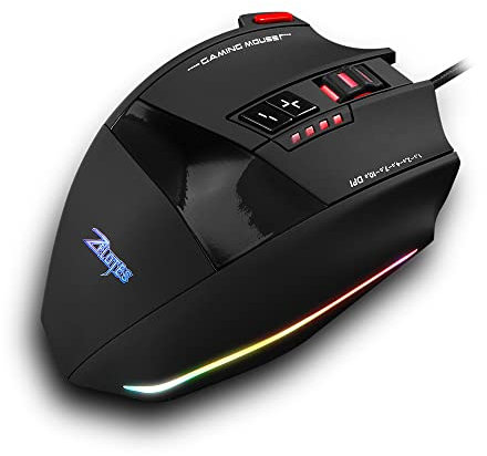 Souris de Jeu Filaire Zelotes C-13 13 Touches de Programmation Ceinture légère réglable 10000DPI RGB Mémoire intégrée de 128 KO Mécanisme de contrepoids intégré