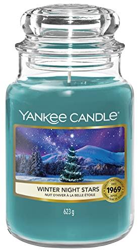 Yankee Candle Scented Candle, Winter Night Stars Large Jar Candle, Snow Globe Wonderland Collection, Burn Time: up to 150 Hours