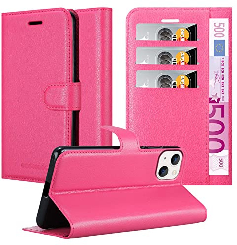 Cadorabo Hülle kompatibel mit Apple iPhone 14 Handyhülle aus Premium Kunst Leder Flip Klappbare Stoßfeste Magnetische [Standfunktion] [Kartenfächern] Cover Hülle für iPhone 14 Tasche in Pink