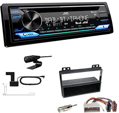 JVC KD-DB922BT 1-DIN Autoradio CD-Receiver Bluetooth DAB+ Digital Radio Einbauset passend für Ford Fusion 2002-2005 schwarz