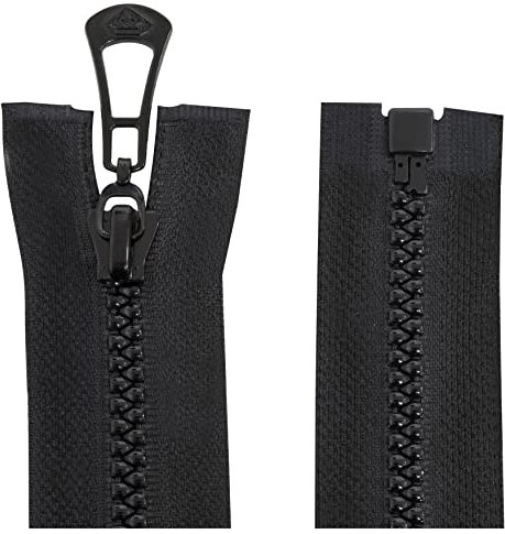 Aerzetix - C64113 - Set di 2 Cerniere Lampo iniettate N°5 50cm autobloccante separabile - tiretto Decorativo in Metallo - Colore Nero - Rete cursore merceria Cucito Giacca