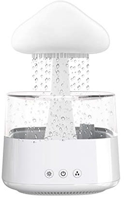 Rain Cloud Humidifier, Regen Pilz Lampe mit Wasser, Regenwolken Luftbefeuchter mit 7 Farben LED-Lichtern, Air Diffuser Regenpilz Rain Lamp Regengeräusche für Räume, Kinderzimmer und Zuhause (Weiss)