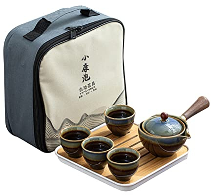 DKSooozs Porcelain Gongfu Tea Portable Teapot with 360 Rotation Tea Maker and Infuser Portable B