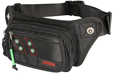 Oberschenkeltasche, Larswon Beintasche, Oberschenkeltasche, taktische Hüfttasche, Motorradtasche, wasserdicht, Bauchtasche, Schwarz, Medium
