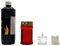 LAVABIS Set 1 Liter Flüssigwachs + Grablicht Glas, rot, Ø 7 cm, 13 cm H, mit Golddeckel inkl. nachfüllbare Flüssigwachskerze