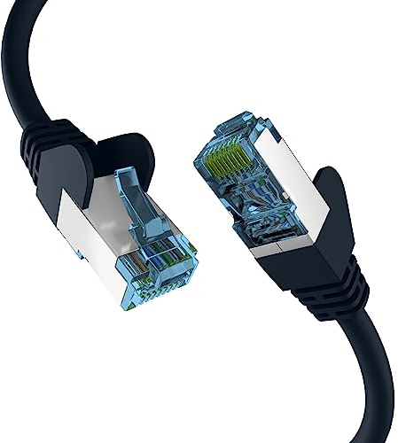 EFB-Elektronik - CAT. 7 Netzwerkkabel bis zu 10 Gbit - 7,5m LAN Kabel Ethernet Kabel Patchkabel mit Klinken-/Knickschutz - RJ45 Anschluss, S/FTP PIMF Schirmung - Schwarz
