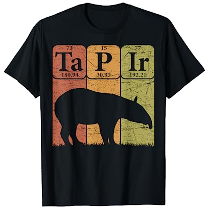 Tapir Periodensystem Elemente Tapir Retro Tierliebhaber T-Shirt - Tapir Periodic Chemistry Elements Vintage - Schwarz - Klein - Unisex - Kurzarm - T-Shirt - Herren, Unisex-Kinder