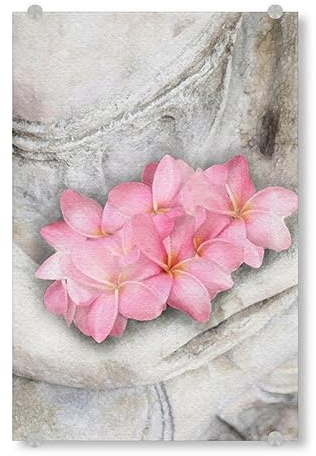 artboxONE Acrylglasbild 150x100 cm Natur Zen-Statue J Bild hinter Acrylglas - Bild Zen hände Lotus