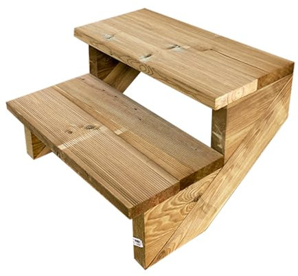 Vinuovo Escalier extérieur bois, 2 à 7 Marches, Rampe d'escalier, Kit prêt à l'emploi, en Bois, pour Jardin, Balcon et Terrasse (2 marches SANS contre-marches, 60 cm)