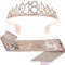 Geburtstag Königin Schärpe & Strass Tiara Kit - 21. 30. 40. 50. 60. Geburtstag Geschenke Geburtstag Schärpe für Frauen Geburtstag Party Supplies (Rose Gold 18th)