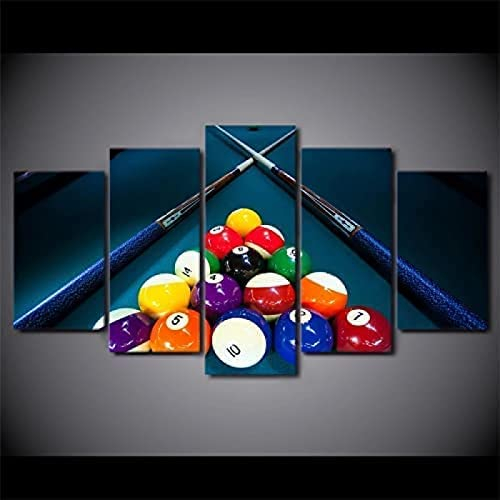 Leinwand Bilder Billard, Billard, 5 Teilige Kunstdruck - Wandbilder Wohnzimmer, Schlafzimmer, Moderne Wanddeko, Bild Auf Leinwand 150×80 Cm -2Z0K/R4K