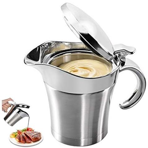Saucière Saucière Isolée Pichets à Sauce Pour Servir Un Chauffe-Sauce En Acier Inoxydable De 15 Oz Avec Couvercle Saucière Thermique à Double Paroi Pour Dîner Restaurants Fêtes Noël