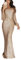 ZICUE Lady Stretch Sequin Long Sleeve V Neck Maxi Dress Luxurious Solid Color Formal Party Dress Champagne L