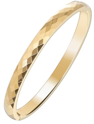 MILAKOO 6mm Damen Armreif Edelstahl Schmuck Damenarmbänder Glatt Poliertes Ovales Armband Polygonale Reflektierende Oberfläche(Gold)
