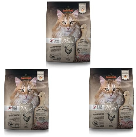 LEONARDO GF Maxi Adult | 3er Pack | 3 x 300 g | Trockenfutter für ausgewachsene große Katzen | Empfohlen bei Futterunverträglichkeiten | Extra große Krokettenform
