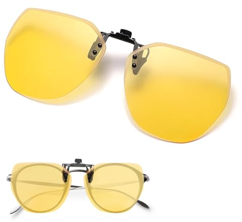 Clip Lunettes Conduite de Nuit, Lunettes de Vision Nocturne Verres Jaunes Polarisés Anti-Éblouissement Ultra léger Clip Lunettes de Soleil pour Hommes Femmes Unisex Conduite Outdoor Sports
