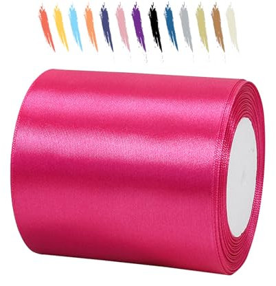 Rosenrot 100mm Satinband 23 Meter, Polyesterband, verschönern Sie Ihre Bastelarbeiten und Feiern, ideal für Geschenkverpackungen, Dekorationen, Hochzeitsautoband, Bänder zum Basteln